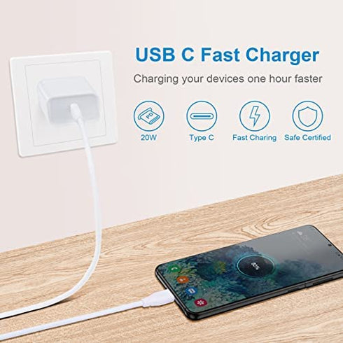 USB C Fast Charger Head for iPhone 14 Pro, 20W USB C Power Adapter Fast Charging Block Brick Cube Box for iPhone 14 Pro Max/14 Plus/13/12/11 Pro/Max/Mini/SE/XS, Samsung Galaxy S22 S21 S20,Pixel 7 6a
