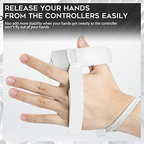 (1 Pair) Orzero Adjustable Hand Grip Straps Accessories for Quest 2 VR Gaming Headset Controller, Handle Dropping Prevention - White