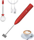 Qweeon Handheld Milk Frother,Coffee Frother Rechargeable Milk Frothers 3 Speeds Drink Mixer with 2 Stainless Whisk for Cappuccino Latte Red