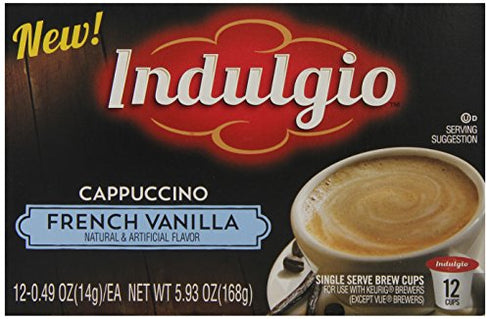 Indulgio Cappuccino, French Vanilla, 12-Count Single Serve Cup for Keurig K-Cup Brewers