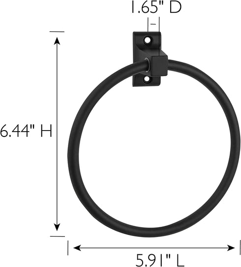 Design House Millbridge Bath Accessories, Towel Ring, Matte Black