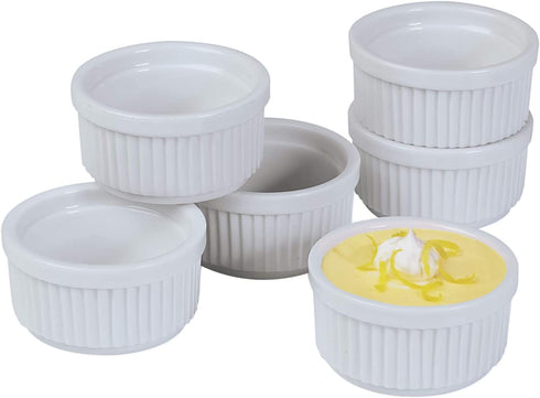 Prepworks by Progressive Porcelain Stacking Ramekins-Set of 6 for Baking, Cr¨me Brulee Dishes, Souffle, Flan Pan Sauce, Custard, Pudding Cups, Dipping Bowls