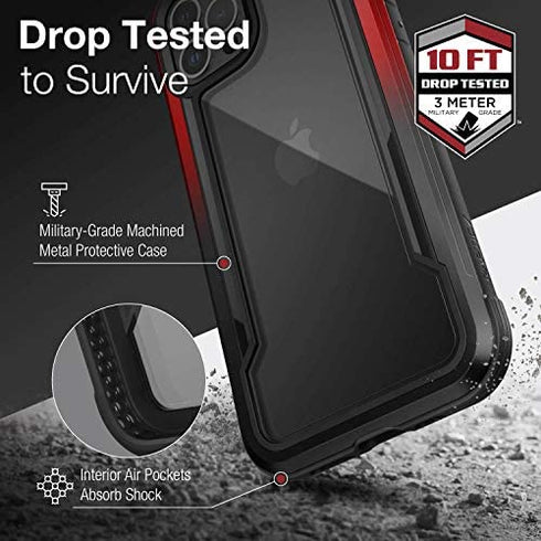 Raptic Shield Case Compatible with iPhone 12 Case & iPhone 12 Pro Case, Shock Absorbing Protection, Durable Aluminum Frame, 10ft Drop Tested, Fits iPhone 12 & 12 Pro, Black & Red