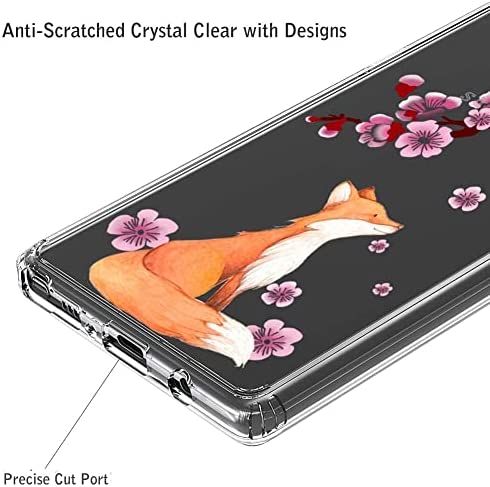 Ftonglogy Cell Phone Case for Samsung Galaxy Note 9, Clear Cute Fox Cherry Blossoms Flower Women Girls Pattern Design Protective Case Cover for Samsung Galaxy Note 9 (Fox)