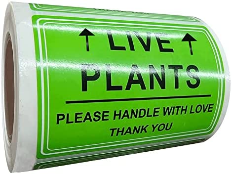 Green Live Plants Stickers for Shipping 2x3 inch Please Handle with Love Stickers Fragile Shipping Labels for Warehouse Pallet 250 pcs Live Plants Stickers per roll