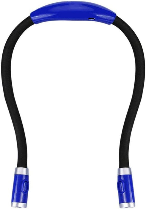 LUXNOVAQ LED Book Light Rechargeable Neck Reading Light, 4 LED Hug Light USB Knitting and Crocheting Lamp with Flexible Arm & 3 Adjustable Brightness for Bookworms Bed Reading, Blue