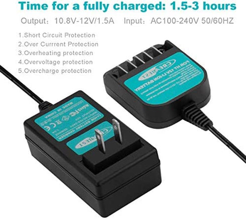 Creabest New Li-ion 10.8V-12V Battery Charger Compatible with Hitachi 331065 BCL1015 BCL1015S 329370 329371 329389 (NOT for Ni-MH/Ni-Cd Battery)