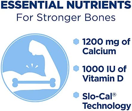 Citracal Slow Release 1200, 1200 mg Calcium Citrate and Calcium Carbonate Blend with 1000 IU Vitamin D3, Bone Health Supplement for Adults, Once Daily Caplets, 185 Count