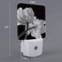 Plug-in Night Light Lamp with Sensor, Flower Art Grey and White Tulip, Wall LED Nightlights Auto Dusk to Dawn Sensor for Bedroom, Baby Nursing, Bathroom, Hallway, Stairs Home Decorative Black