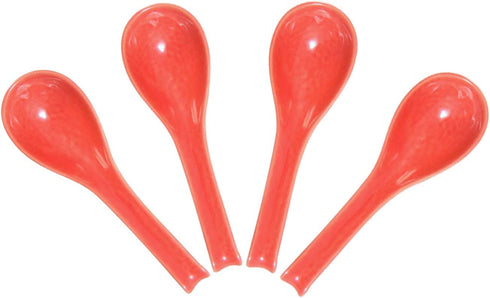 Japanese Red Ramen Soup Hook Spoons, Set of 4