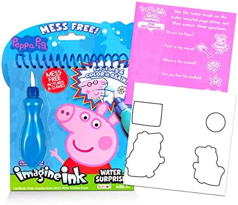 Imagine Ink Water Painting Books Set for Toddlers Kids Ages 3-5 ~ 3 Pack No Mess Paint with Water Books with Water Surprise Brushes, Mickey Mouse, Peppa Pig, Sesame Street Elmo Bundle