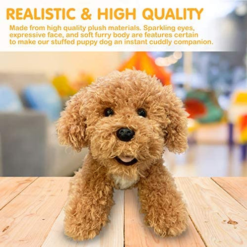 Aurora Labradoodle - Plush Stuffed Animal Puppy Dog - Adorable Goldendoodle for Gifts, Emotional Support, Toy - Golden Brown Poodle - Ultra Soft & Realistic, 10 Inch