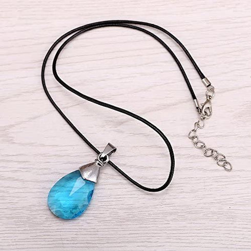 SAO Sword Art Online Yui's Heart Pendant Necklace for Asuna Yuuki cosplay - Black / Blue Crystal