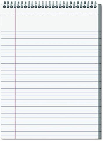 Mead Cambridge Notebook, Top Wirebound Spiral Notebook, College Ruled Memo NotePad, Stiff Back, Durable Cover Business Journal, 8-1/2" x 11", 70 Double-Sided Sheets, Navy (59882), White