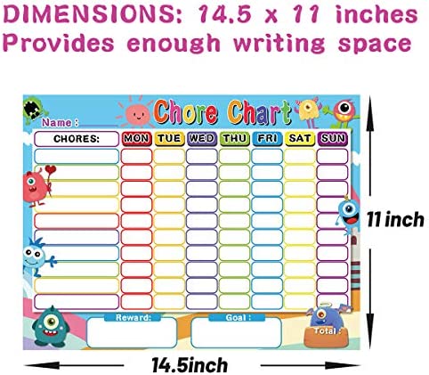 Dry Erase Chore Chart for Kids Reward Chart Reusable Self-Adhesive Behavior Chart for School Home Classroom 8 Pack