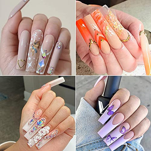120Pcs Extra Long Nail Tips with Box,Clear XXL Straight Tapered Square Full Cover Nail Tips, Press On False Nail Tips for Salons and DIY Nail Art at Home(12 Sizes)