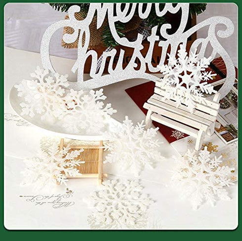 Large Snowflakes Set of 5 White Glittered Snowflakes Huangliao 12" Christmas Decorative Hanging Ornaments Window Decor Winter Outdoor Decorations
