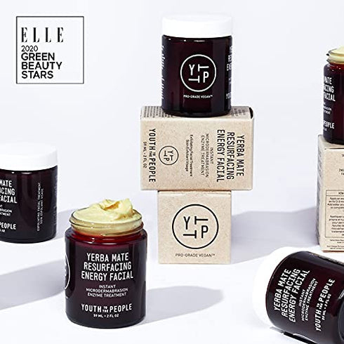 Youth To The People Yerba Mate Resurfacing Energy Facial - Microdermabrasion Facial Exfoliator for Smooth, Soft Skin - Vegan Exfoliating Face Scrub with Papaya Enzyme, Caffeine, Micro-Exfoliants (2oz)