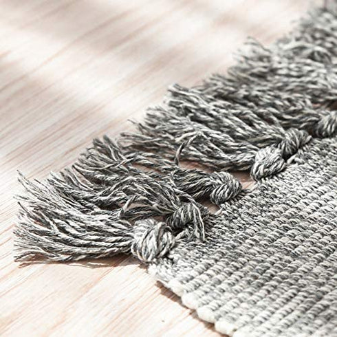 Eanpet Braided Rug Cotton Area Rug Hand Woven Reversible Floor Rug Pure Tassels Throw Rugs Door Mat Laundry Room Rug Indoor Runner Bathroom Tablecloth (2x6 FT, Wine Red)
