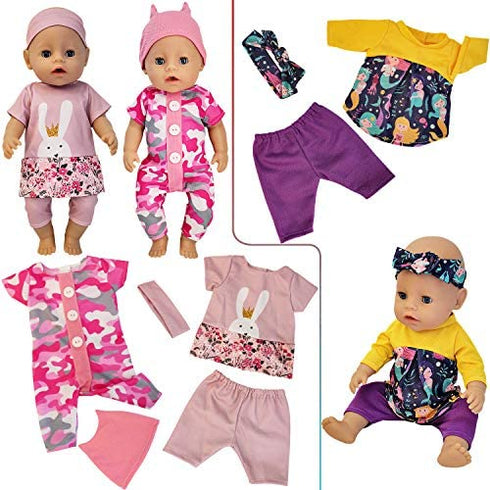 Windolls 10 Sets 14-16 Inch Baby Doll Clothes Dress Outfits Headbands Accessories fits New Born 43cm Baby Doll, 15 inch Baby Doll, 18 Inch Doll