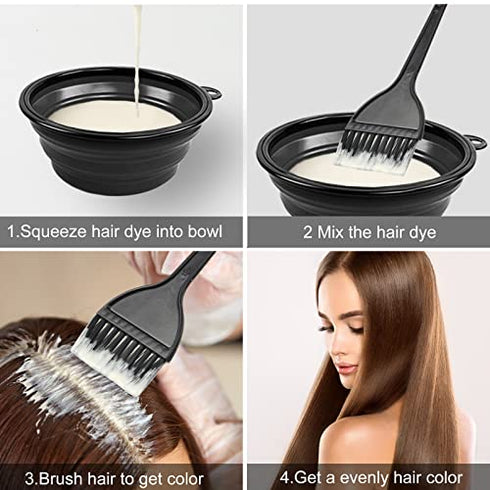 Yexixsr 5Pcs Professional Salon Hair Coloring Dyeing Kit, Hair Dye Color Brush and Bowl Set, Mixing Bowl, Angled Comb and Brush, Hair Clips