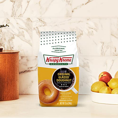 Krispy Kreme Original Glazed Doughnut, Ground Coffee, Flavored Medium Roast, Bagged 12 oz