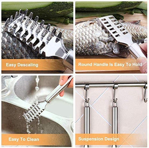 PAUL MAIER Fish Cleaning Kit 3-Piece Set Includes,Filet Knifes for Fish,Anti-Cutting Gloves,Fish Scale Cleaner Brush,Bait Knife with Coating and Scabbard, Salt Water Resistant Fishing Knife