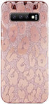 J.west Galaxy S10 Case 6.1-inch, Luxury Saprkle Bling Glitter Leopard Print Design Soft Metallic Slim Protective Phone Cases for Women Girls TPU Silicone Cover Case for Samsung S10 Rose Gold