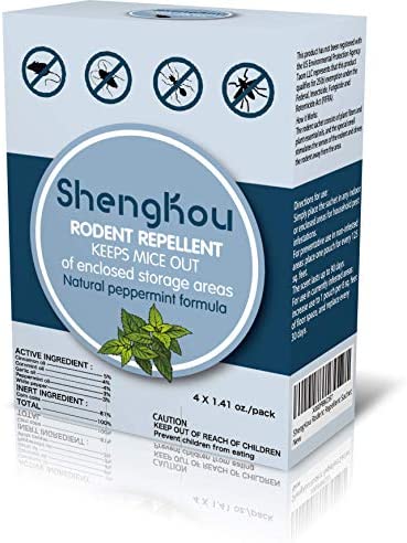 ShengKou Deterrent Mouse Repellent Pouches, Keep Rodent, Mice, Rats Away from Your House, Indoor, Cars, Vehicles, Home (4 Packs)