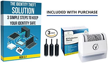 Identity Theft Protection Roller Stamps Wide Kit, Including 3-Pack Refills - Confidential Roller Stamp, Anti Theft, Privacy & Security Stamp, Designed for ID Blackout Security - Classy White