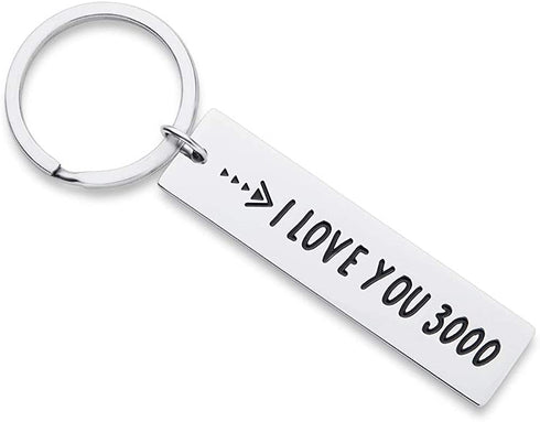 Aizza Beata I Love You 3000 Keychain Gifts for Boyfriend Girlfriend Birthday Valentine Wedding Anniversary for Husband Wife Hubby Fans Christmas 2023 Graduation for Women Men Stocking Stuffer