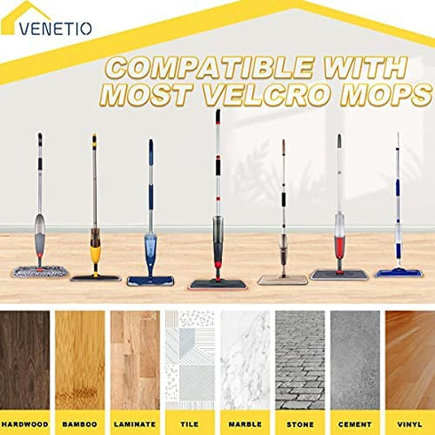 VENETIO ProSweep/Premium Spray Mop Refills - 16.3 Inch Washable Microfiber Cleaning Pads, Dry Wet Dual-use Replacement Mop Heads Fit Rubbermaid Reveal, ASOGO Floor Mop - Red/Grey, Pack of 2