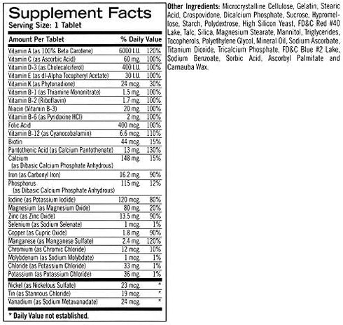 Geritol Multi-Vitamin Nutritional Support Tablets, Balance of 26 Essential Vitamins and Minerals, 100 Count (Pack of 2)