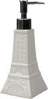 Home Basics, White Le Bain Paris Eiffel Tower 4 Piece Designer Ceramic Bath Accessory Set | Toothbrush Holder, Dispenser, Soap Dish, 1 Tumbler