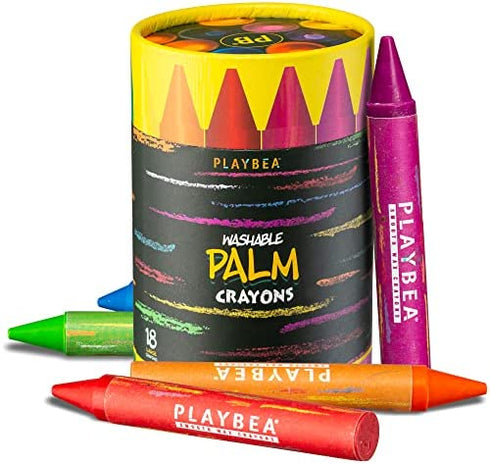 PLAYBEA 18 Colors Jumbo Crayons for Kids Ages 2-4 - Non Toxic Washable Toddler Crayons for Kids Ages 4-8 | Easy To Hold Large Crayons | Crayons for Toddlers Age 1 | Toddler Crayons Ages 1-3