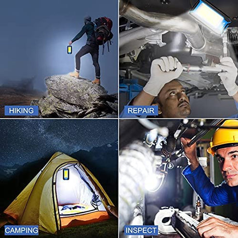 WARSUN LED Work Light Rechargeable, Magnetic COB Portable Worklights, 40w 1500 Lumens,Metal Hanging Hook 3 Lighting Modes, Job Site Lighting for Car Repairing,Camping,Hunting (Blue)
