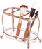 mDesign Decorative Makeup Brush Storage Organizer Tray Stand for Bathroom Vanity Counter Tops, Dressing Tables, Cosmetic Stations - 3 Sections with Removable Bottom Tray - Rose Gold/Clear