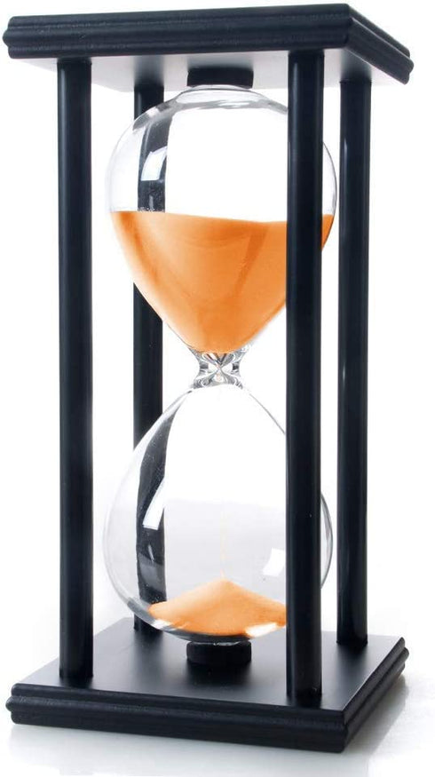Sandglass 45 Minutes Timer Hourglass for Ornament Decoration Restaurant Living Room Home Closet Office Desk Bedroom Party Festival Christmas Wooden Frame Sand Timer Clock Orange