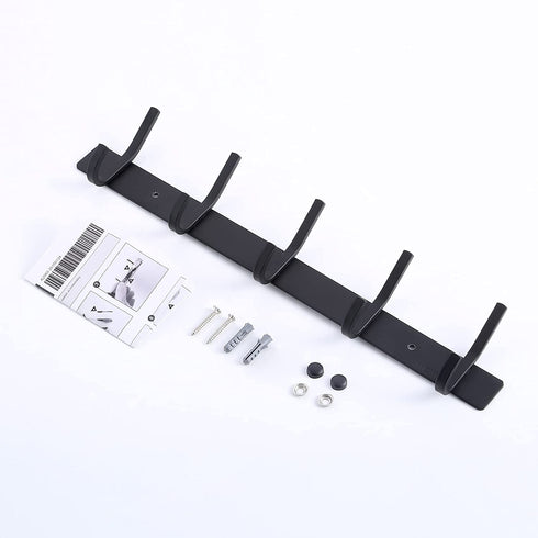 KES Wall Coat Hook Rack with 5 Robe Hooks Heavy Duty Towel Hanger Stainless Steel Matte Black, AH203H5-BK