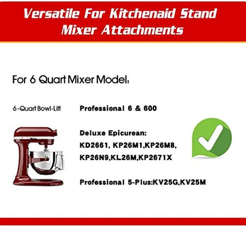 6 Quart Kitchen Aid Mixer Attachments, Flex Edge Beater Paddle with Scraper for 6 QT Bowl-lift Kitchen Aid Stand Mixer, 6 QT Mixer Accessory Replacement.
