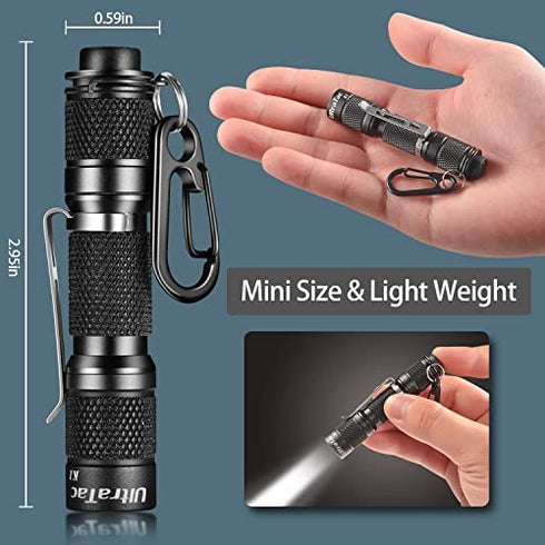 UltraTac K1 LED Flashlight Keychain with Tail Switch, 180lm AAA Keychain Flashlights for EDC, Camping, Hiking, Outdoor Activity and Emergency Lighting (Brownish Gray)
