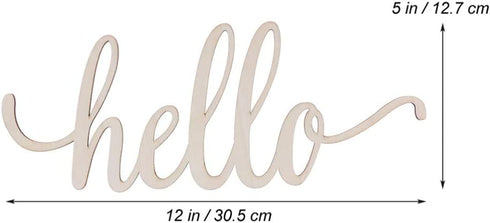NUOBESTY Hello Wood Sign Home Wooden Letters DIY Block Words Sign Wooden Door Art Decoration,30.5x12.7x0.4cm,2pcs