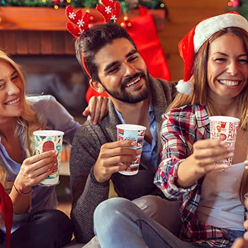 Richboom Christmas Cups, 21 Count, 16oz Disposable Christmas Coffee Cups Tea Cups Holiday Paper Coffee Cups for Merry Christmas or New Year Party Decorations