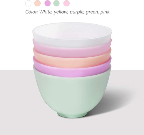 5 Pcs 10.5X7CM Home Use Odorless Anti-drop Silicone Bowl Facial Mask Mixing Bowl Prep Measuring Bowl (M)