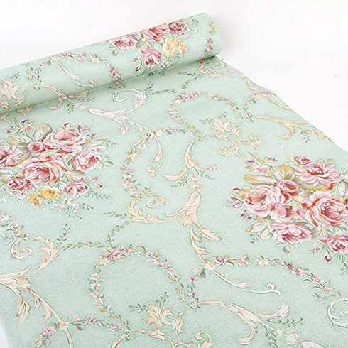 BESTERY Vintage Floral Adhesive Paper Vinyl Shelf Liner Peel Stick Dresser Drawer Sticker Home Deco 17.7inch by 118inch (Multi-Flower3)