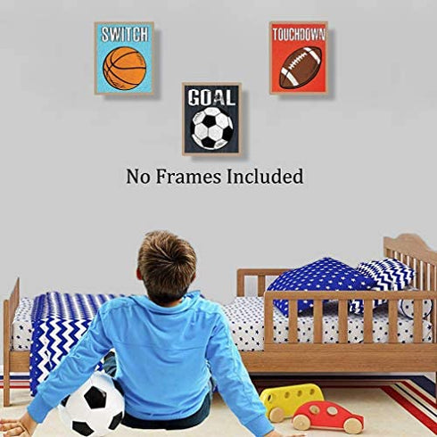 CHDITB Unframed Sports Themed Wall Art Print Modern Balls Art Picture, Set of 4 (8" x10" ) Canvas Gym Ball Posters For Boy Room Nursery Sport Room Decor, Basketball Boys Gift For Man