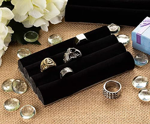 Adorox 2 sets of Finger Black Velvet Ring Trays Accessory Foam Pads Showcase Counter Top Display Jewelry Holder 5.5'' Holiday Gift Christmas
