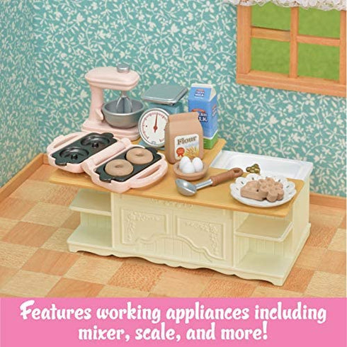 Calico Critters Kitchen Island, Toy Dollhouse Furniture and Accessories Set