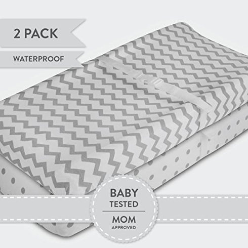 Ely's & Co. Patent Pending Waterproof Changing Pad Cover Set | Cradle Sheet Set, no Need for Changing Pad Liner