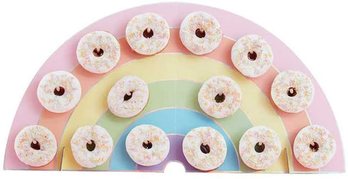 Ginger Ray Rainbow Kids Party Donut/Doughnut Wall Alternative Birthday Cake Stand Hold 14, One Size